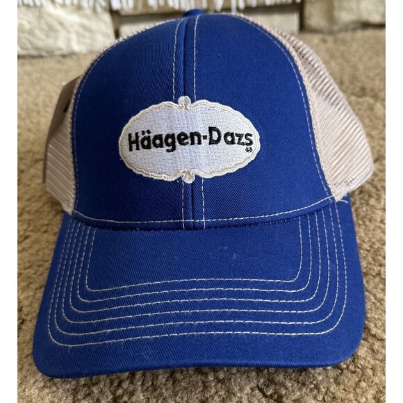 Haagen-Das Trucker Cap Hat - Blue - Adjustable Strapback NWT - Picture 1 of 4